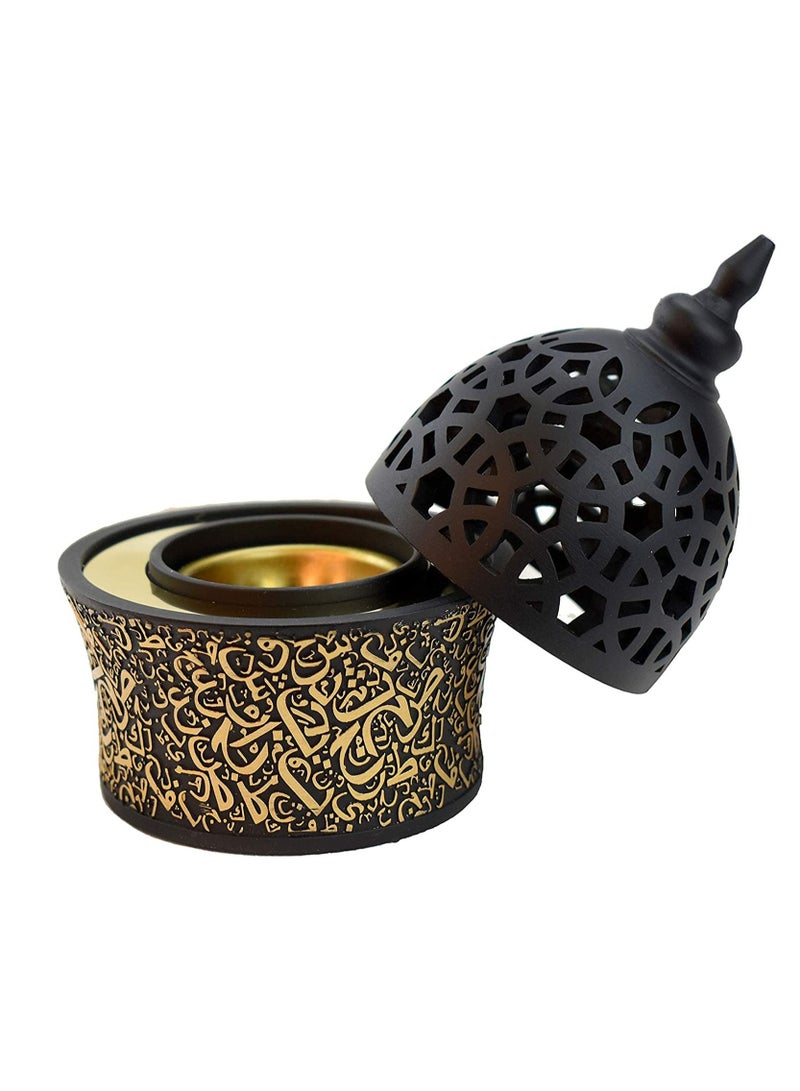 Expo Madkhan Bakhoor with Incense Burner Metal Tray Inside 8in Tall  Black - Image 2