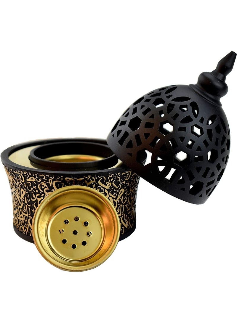 Expo Madkhan Bakhoor with Incense Burner Metal Tray Inside 8in Tall  Black - Image 3