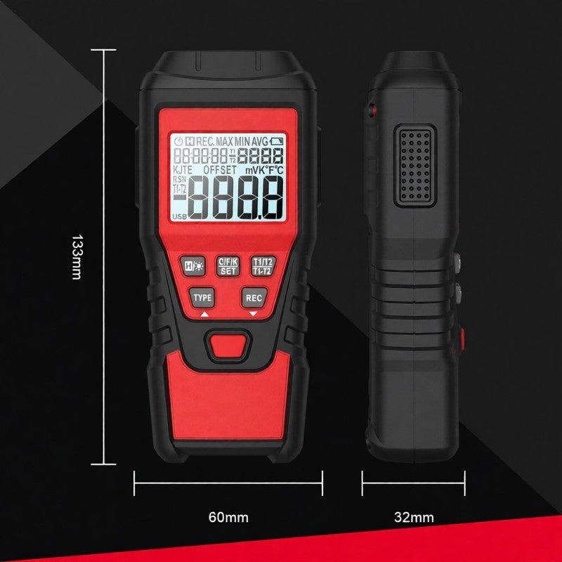 Digital Thermometer: 2-channel Dual-display Backlit Screen - High Accuracy Direct-contact Testing Portable Temperature Tester for Industrial & Lab Temperature Measurement - Image 4