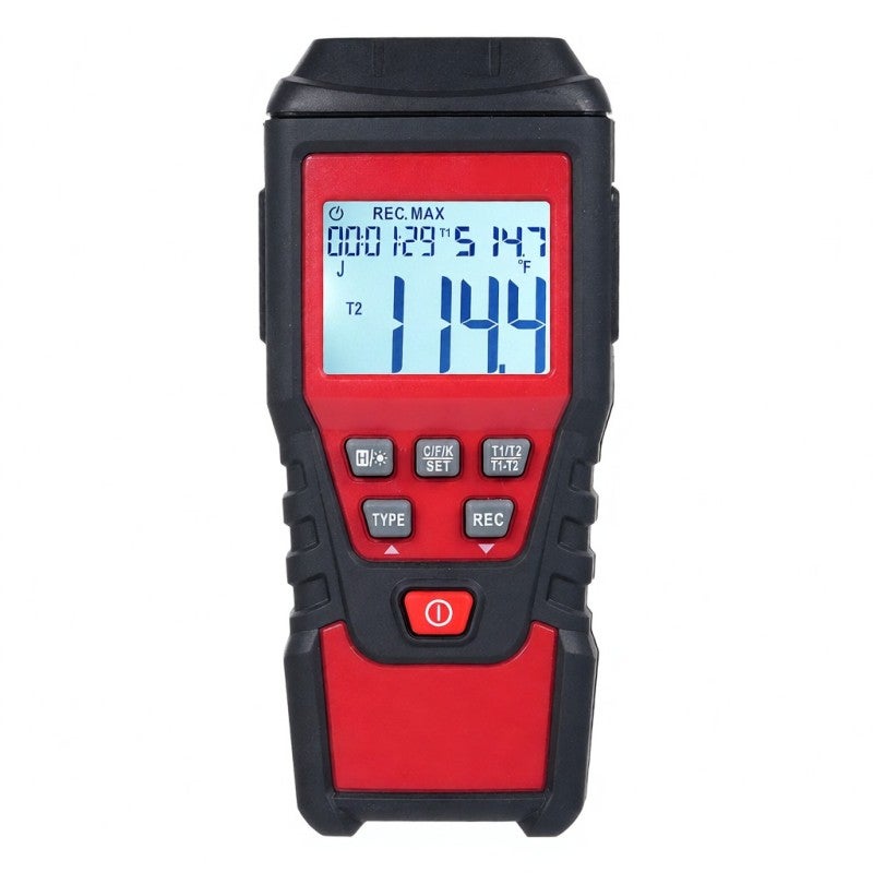 Digital Thermometer: 2-channel Dual-display Backlit Screen - High Accuracy Direct-contact Testing Portable Temperature Tester for Industrial & Lab Temperature Measurement - Image 1