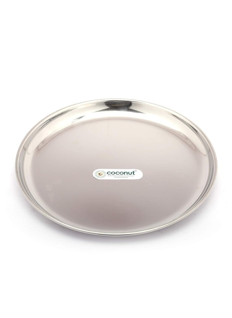 Coconut coconut Stainless Steel Plain Round Quarter Plates/Thali - China Plates -Set of 6 - Diameter 21 Cms Each  - Image 2