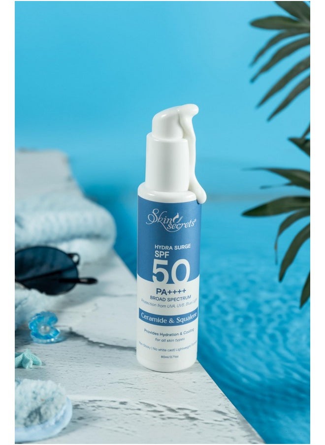 Skin Secrets - Hydra Surge Sunscreen Spf 50 Pa++++ With Ceramides, Squalene & Watermelon Extract| Lightweight| Broad Spectrum| No White-Cast| No Parabens, Mineral Oils & Silicones| Ayurvedic| - Image 1