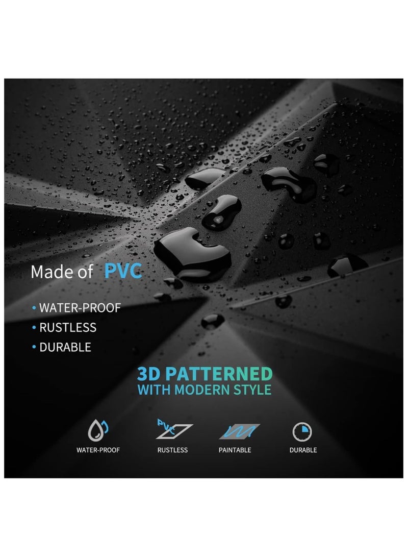 AUTOYSUR لوحات حائط ثلاثية الأبعاد مزخرفة بتصميم ماسي، لوحات حائط ثلاثية الأبعاد، لوحة حائط ثلاثية الأبعاد من البولي فينيل كلوريد ماسية، لوحات حائط ثلاثية الأبعاد منقوشة، لتزيين الحائط الداخلي، 50 * 50 سم أبيض غير لامع (عبوة من 12 قطعة) (أسود) - Image 4