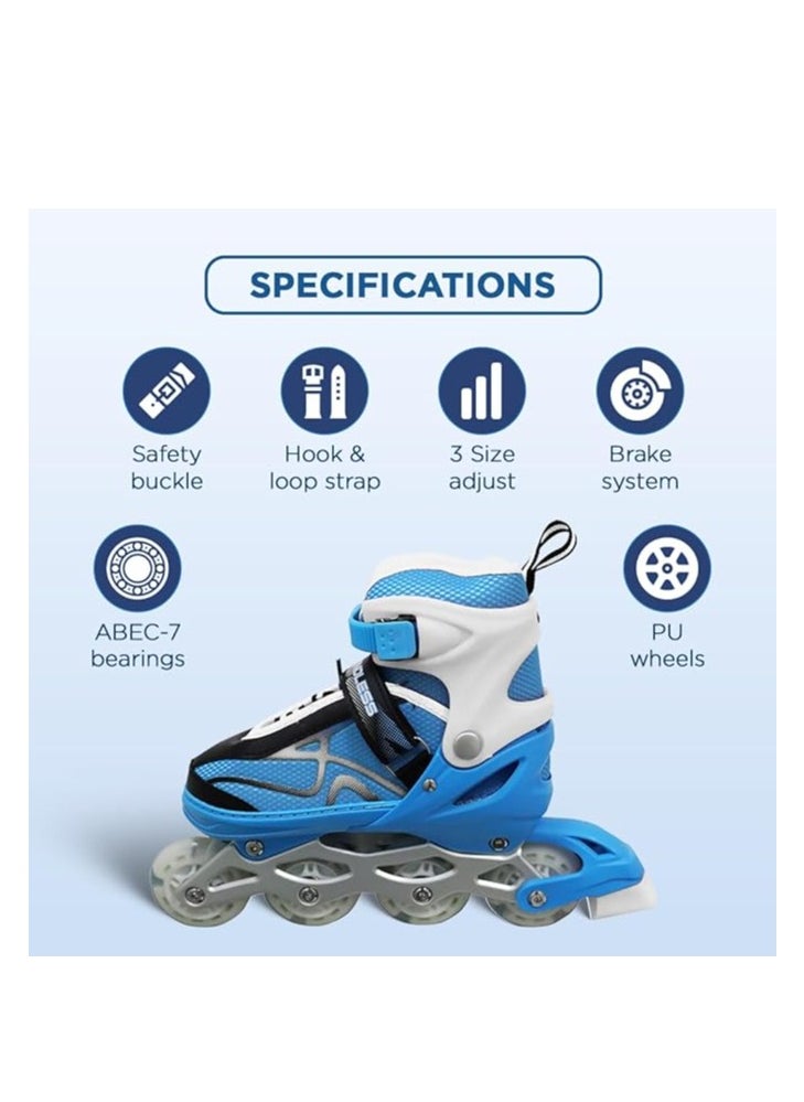 ENDLESS  EL1027 Inline Adjustable Skates Medium Size 34 EUR (UK 1.5) - 38 EUR (UK 5) for 6 to 12 Years | Aluminium Chassis and 70 mm PU Wheels | All Wheels Flash, ABEC 7 Bearings  - Image 3