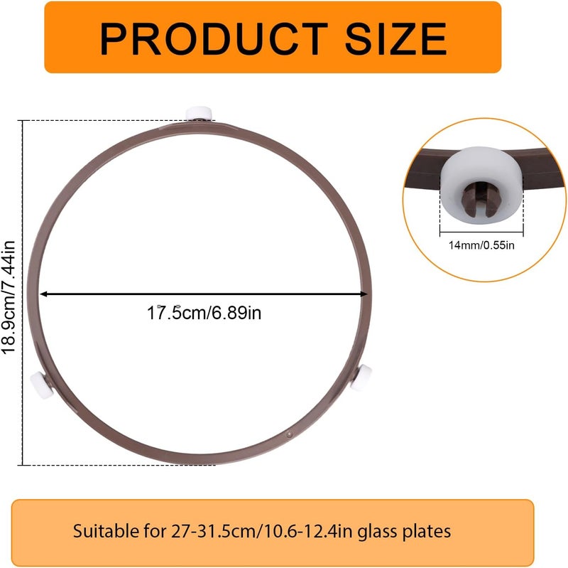 lasuroa 2pcs Microwave Turntable Ring Replacement, 18.9cm/7.44in Plastic Rotating Inner Ring with 14mm/0.55in Rollers Universal Microwave Spinner Accessory for Plates Rack friendly - Image 2