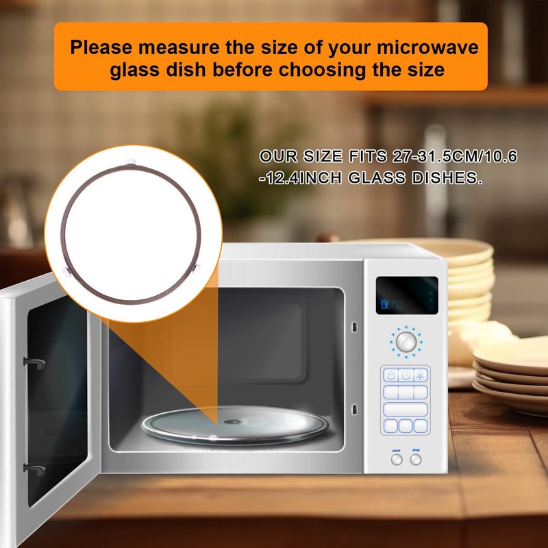 lasuroa 2pcs Microwave Turntable Ring Replacement, 18.9cm/7.44in Plastic Rotating Inner Ring with 14mm/0.55in Rollers Universal Microwave Spinner Accessory for Plates Rack friendly - Image 3