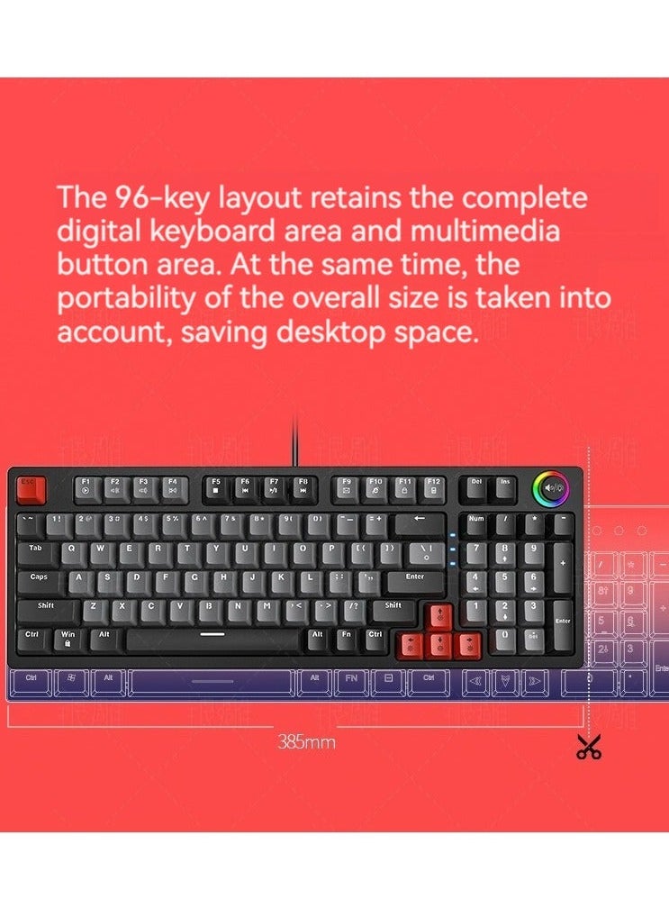 Generic - New K700 luminous mechanical keyboard gaming keyboard multi-function knob 96-key wired color matching computer keyboard - Image 1