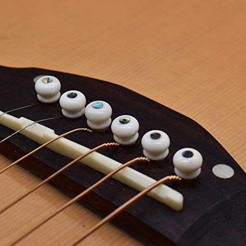 Vencetmat Acoustic Guitar Bridge Pins, Pure Bone, Slotted, Ivory Color, Inlaid Abalone Dot - Image 2