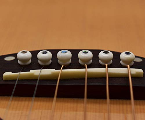 Vencetmat Acoustic Guitar Bridge Pins, Pure Bone, Slotted, Ivory Color, Inlaid Abalone Dot - Image 4