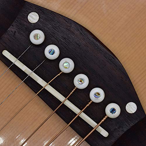 Vencetmat Acoustic Guitar Bridge Pins, Pure Bone, Slotted, Ivory Color, Inlaid Abalone Dot - Image 3