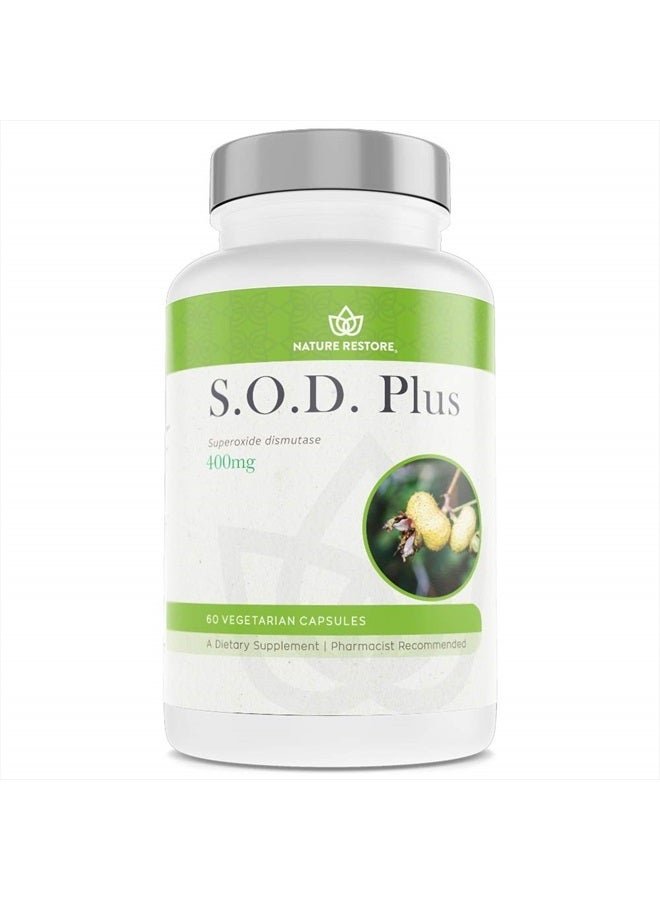 Nature Restore S.O.D. Superoxide Dismutase Supplement, 4,000 IU SOD-Like Activity, Vegan, 60 Capsules, Non-GMO, Gluten Free - Image 1