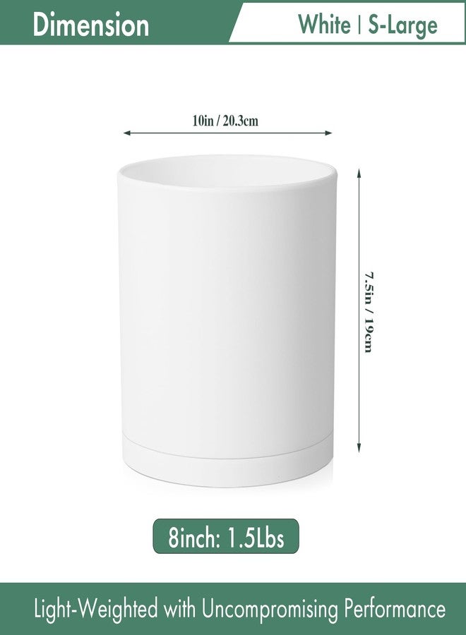 UOUZ 8inch Plastic Planter Pots for Plant Pot, White - Image 2
