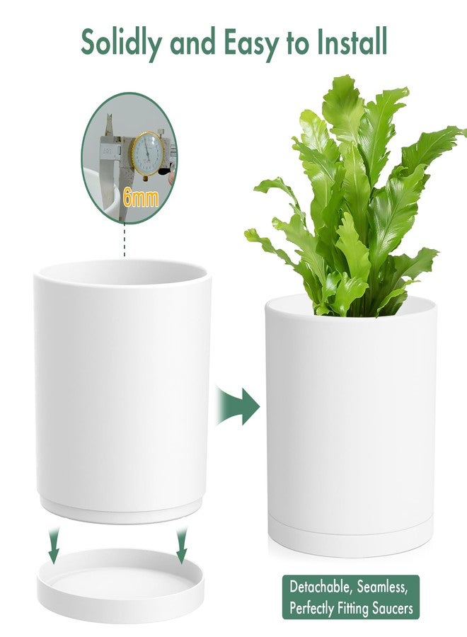 UOUZ 8inch Plastic Planter Pots for Plant Pot, White - Image 3