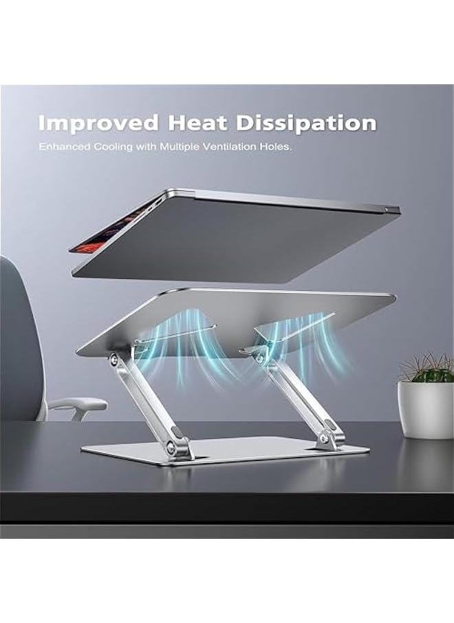HOOKOR Adjustable Laptop Stand, Ergonomic Aluminum Laptop Holder Riser with Cooling Function, Aluminum Laptop Stand for Desk Foldable,Compatible with MacBook Pro, Dell, HP, Lenovo and All Laptops  - Image 2