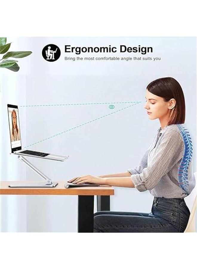 HOOKOR Adjustable Laptop Stand, Ergonomic Aluminum Laptop Holder Riser with Cooling Function, Aluminum Laptop Stand for Desk Foldable,Compatible with MacBook Pro, Dell, HP, Lenovo and All Laptops  - Image 3