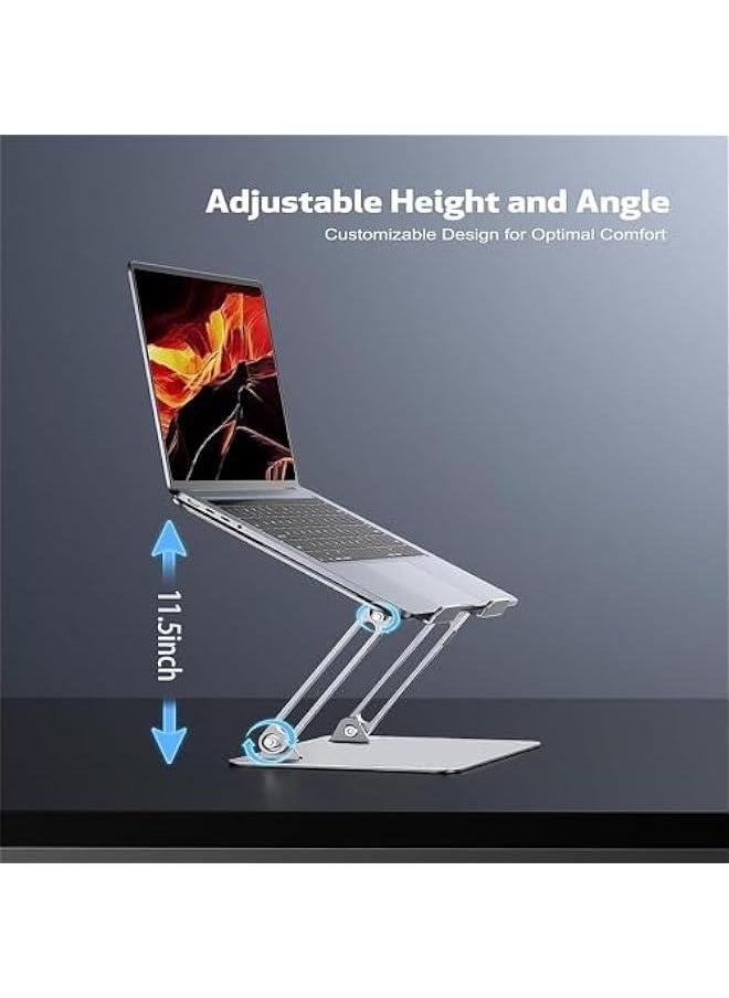 HOOKOR Adjustable Laptop Stand, Ergonomic Aluminum Laptop Holder Riser with Cooling Function, Aluminum Laptop Stand for Desk Foldable,Compatible with MacBook Pro, Dell, HP, Lenovo and All Laptops  - Image 4
