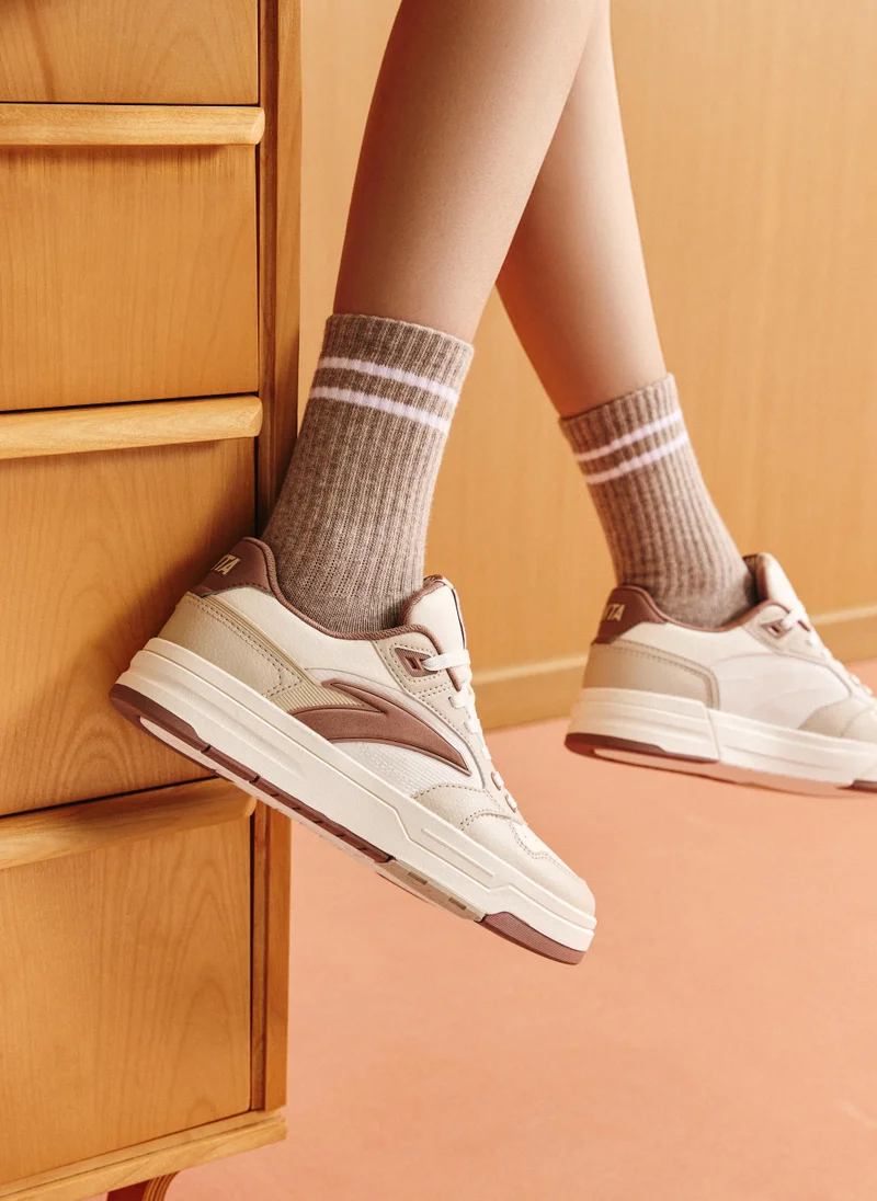 Anta Beige/Chalky White/Brown LITE Colourblock Low-Top Sneakers for Women for Women | Best Price UAE