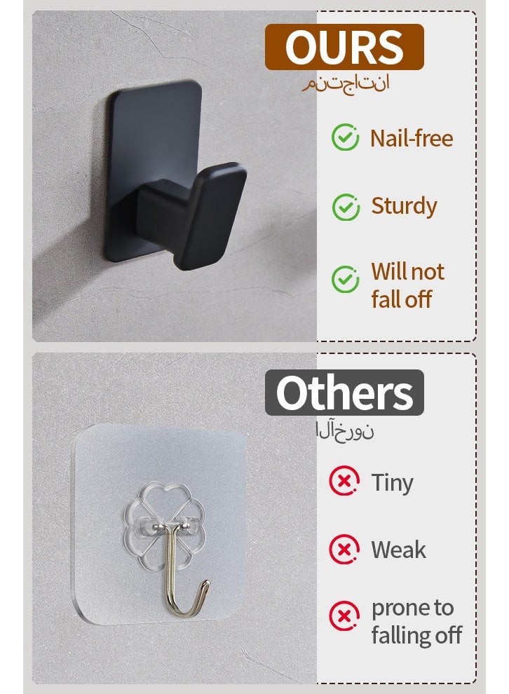 نايزان مشابك مناشف لاصقة من NayZaan - 4 قطع مشابك مناشف/معاطف مشابك حائطية لاصقة للحمام أو المطبخ (أسود غير لامع، ألومنيوم فضاء) - Image 5