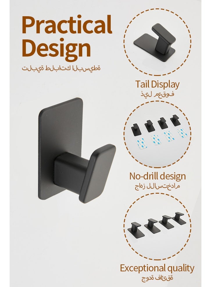 نايزان مشابك مناشف لاصقة من NayZaan - 4 قطع مشابك مناشف/معاطف مشابك حائطية لاصقة للحمام أو المطبخ (أسود غير لامع، ألومنيوم فضاء) - Image 4