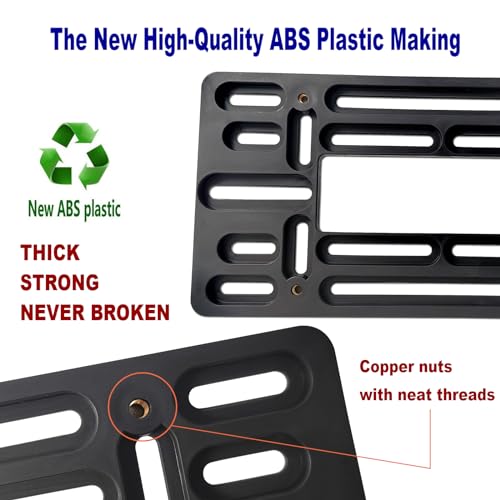 Aootf Front License Plate Bracket- Universal Front Bumper Plate Mounting Kit, Car Tag Holder Adapter& Stainless Steel Plate Cover, Anti-Theft Lock Screws, Caps, Nuts, for US Vehicle Trailer Truck - Image 3