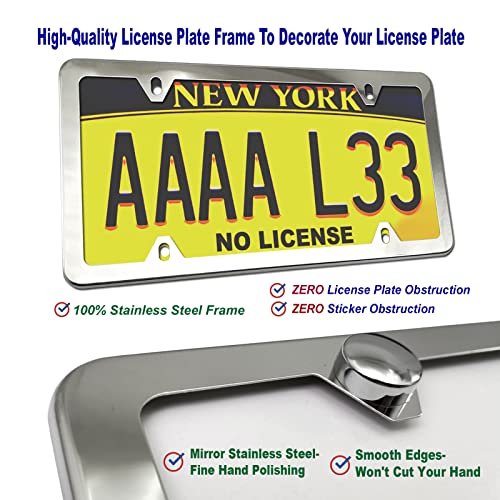 Aootf Front License Plate Bracket- Universal Front Bumper Plate Mounting Kit, Car Tag Holder Adapter& Stainless Steel Plate Cover, Anti-Theft Lock Screws, Caps, Nuts, for US Vehicle Trailer Truck - Image 4