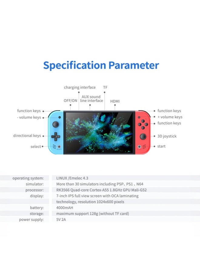 M20 Handheld Game Console – 7-Inch IPS Display, EmuELEC 4.3 System, 30+ Emulators Built-in, Supports PSP/PS1, Portable Retro Gaming Player - Image 3