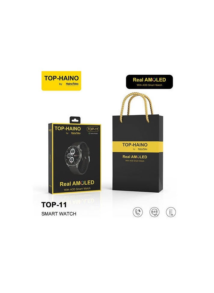 Haino Teko Haino Teko Top-11 Watch Black Color Water Resistant 380mAh Battery Amoled Screen Reminds you of 5 prayer times and Tasbeeh Counter - Image 1