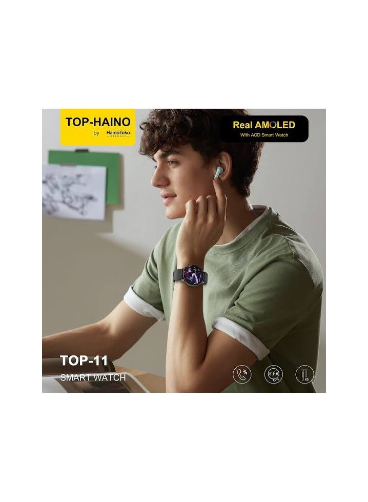 Haino Teko Haino Teko Top-11 Watch Black Color Water Resistant 380mAh Battery Amoled Screen Reminds you of 5 prayer times and Tasbeeh Counter - Image 2
