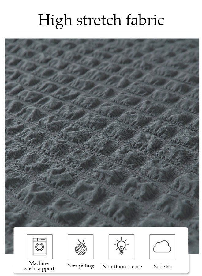 غطاء أريكة، غطاء أريكة قابل للتمدد الفائق متين بتغطية كاملة مجموعة غطاء أريكة جاكار مرن مقاوم بتفاصيل رائعة داكن (2 مقعد رمادي داكن) - Image 4