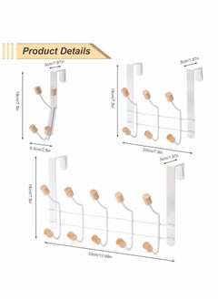 Excefore Over The Door Hooks, Sturdy Metal Over The Door Hanger with Wooden Edge (3 Pcs Set, 20 Hooks)  - Image 4