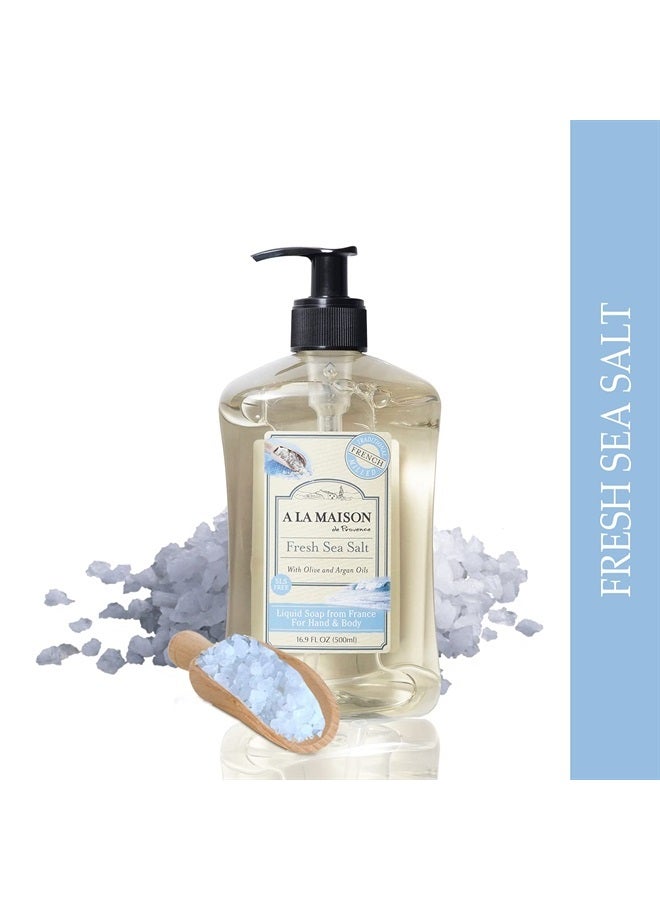 A La Maison Fresh Sea Salt Liquid Hand Soap - Triple French Milled Natural Moisturizing Soap (2 Pack, 16.9 oz Bottle) - Image 3