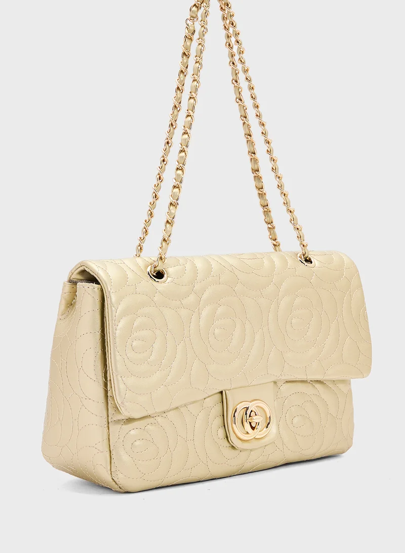 ELLA rose floral embroidered satchel