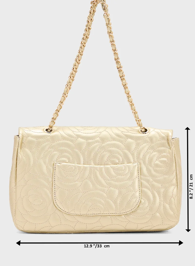 ELLA rose floral embroidered satchel