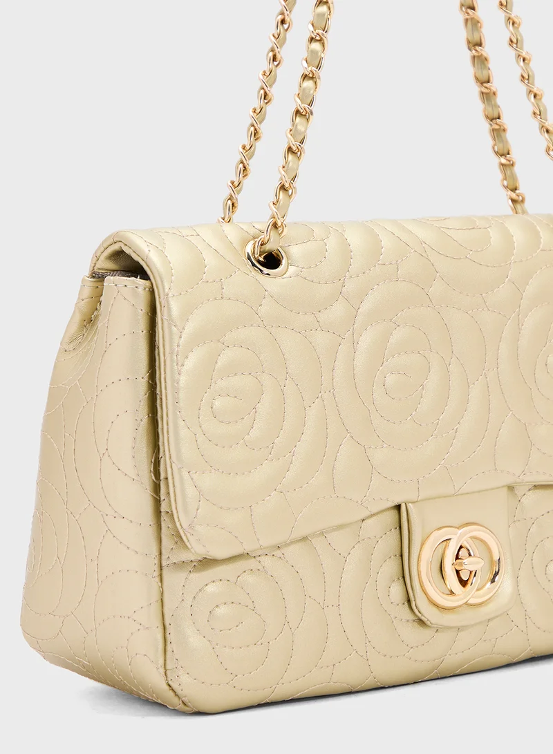 ELLA rose floral embroidered satchel
