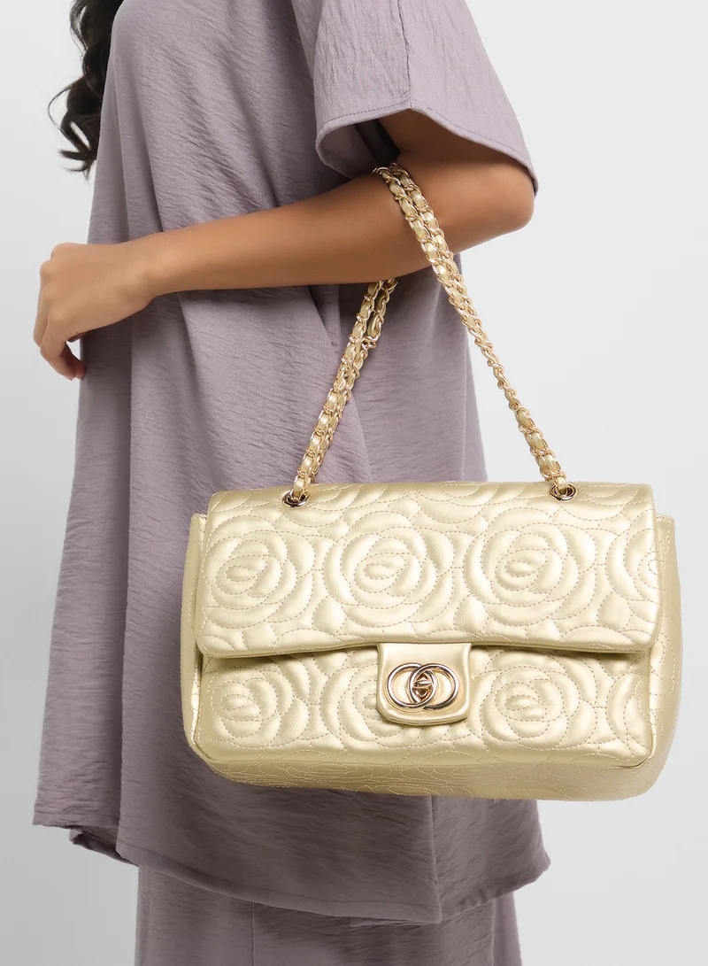 ELLA rose floral embroidered satchel