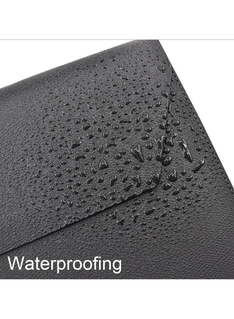 NIIMBOT 1 Pieces PU Leather A4 File Folder, Document Portfolio Holder Waterproof Portfolio Envelope Folder for A4 Letter Size Magnetic Closure Leather Envelope for School, Home and Office Stationery Black - Image 3