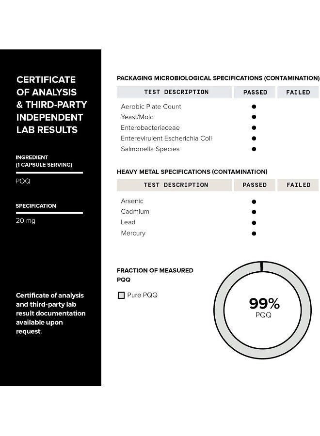 Toniiq Ultra High Purity Pqq Capsules - 99%+ Highly Purified And Bioavailable - 120 Capsules - 20Mg Concentrated Formula - Pyrroloquinoline Quinone Supplement - Image 5