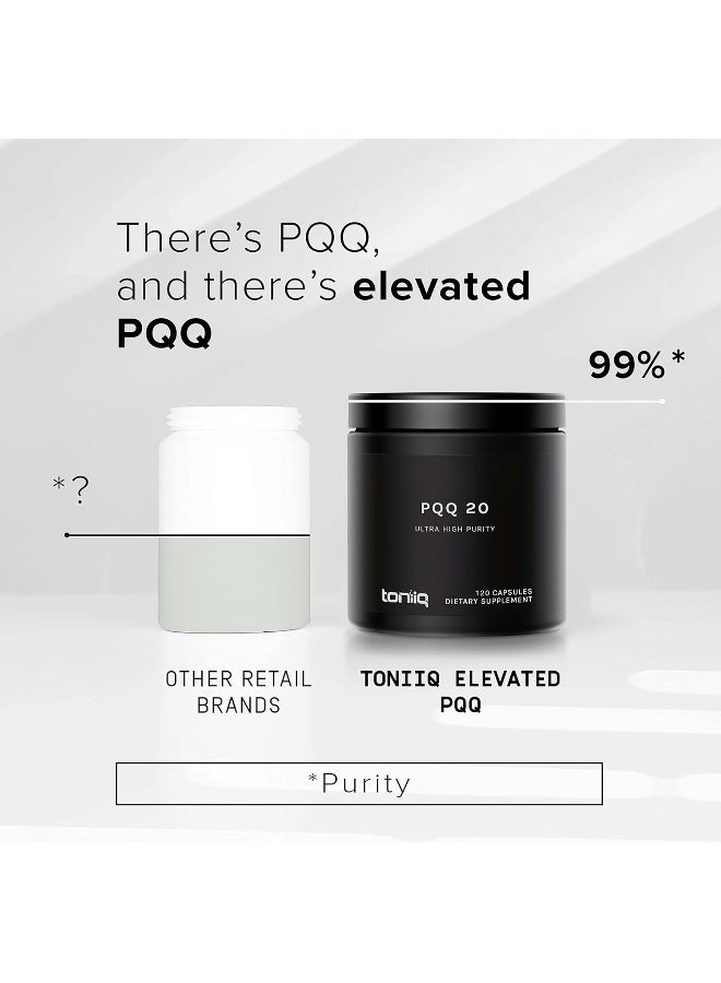 Toniiq Ultra High Purity Pqq Capsules - 99%+ Highly Purified And Bioavailable - 120 Capsules - 20Mg Concentrated Formula - Pyrroloquinoline Quinone Supplement - Image 4