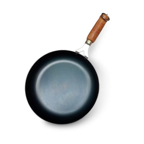 Zishta Pre-Seasoned Cast Iron Frying Pan - 24cm Dia, 1.5L Capacity - Induction & Gas Compatible Fry Pan Kadai with Wooden Handle - Heavy Base for Cooking - Ideal Cast Iron Pan for Frying & Searing - Image 1