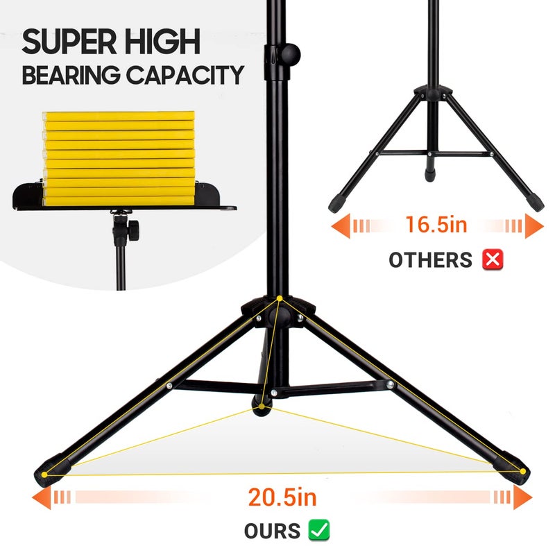 CAHAYA Music Stand for Sheet Music - Dual-use Converts to Desktop Stand Portable& Foldable 31.4-57in Height Adjustable Sturdy to Holds Thick Book or Tablet Include Carrying Bag Sheet Music Folder Clip - Image 3