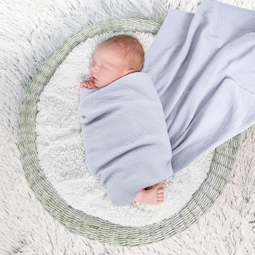 Susurration Muslin Swaddle Blanket Baby,100% Cotton Baby Receiving Blanket Soft Thin Swaddle Blanket for Unisex Newborn 40x40in 2Pack (Navy Blue) - Image 4