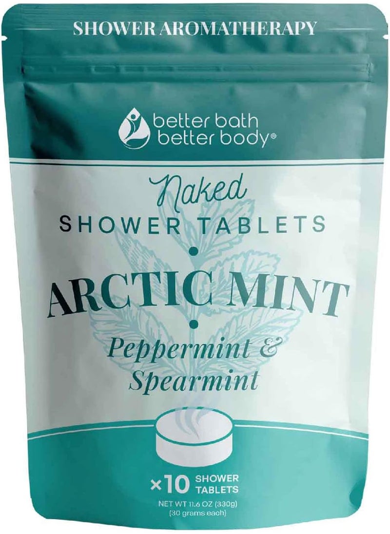 Better Bath Better Body - Arctic Mint Shower Tablets 10 Tabs Natural Scent Formula with Peppermint and Spearmint Essential Oils for Hotel Spa Luxury Shower at Home Made in USA - Image 1