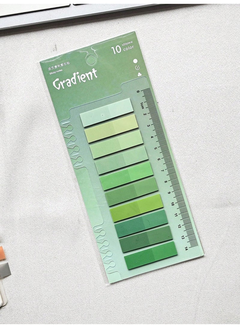 200 Sheets Gradient Green Sticky Notes