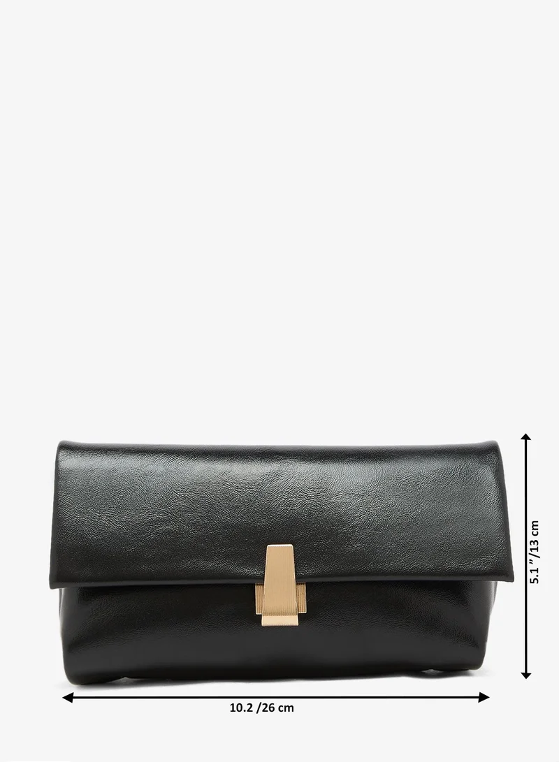 Glamorous BLACK Faux Suede Fold Top Clutch Bag for Women | Best Price UAE