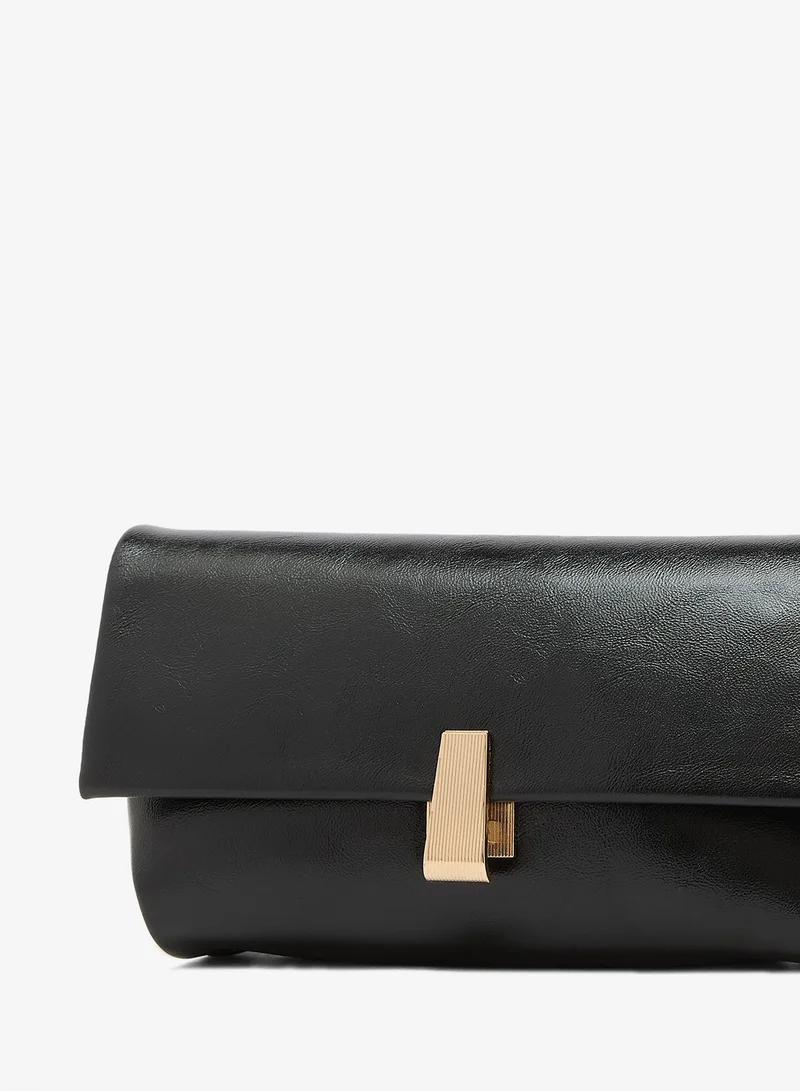 Glamorous BLACK Faux Suede Fold Top Clutch Bag for Women | Best Price UAE
