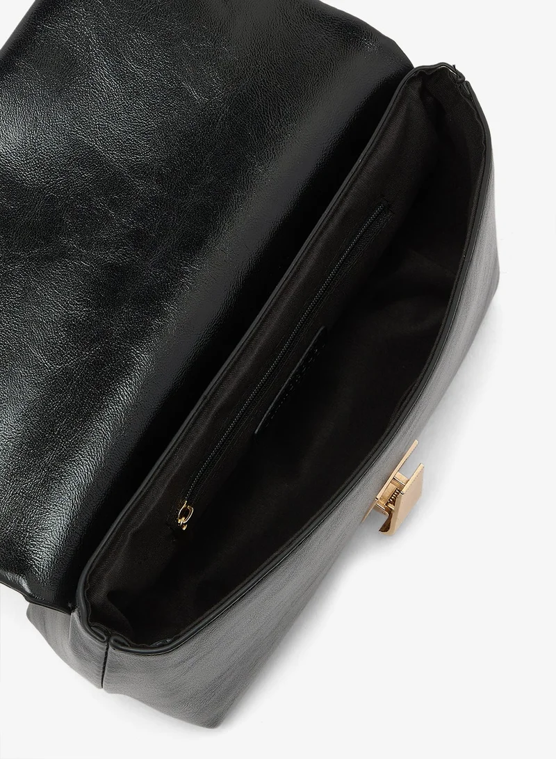 Glamorous BLACK Faux Suede Fold Top Clutch Bag for Women | Best Price UAE