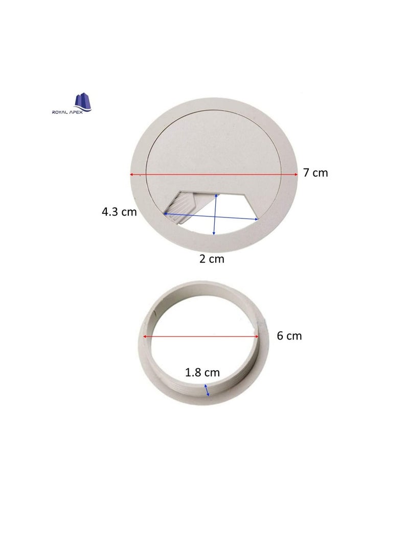 Plastic Grommet Computer Cable Tidy Desk Table PC Outlet Wire Cover Pack Of 3 (60MM, White)  - Image 3