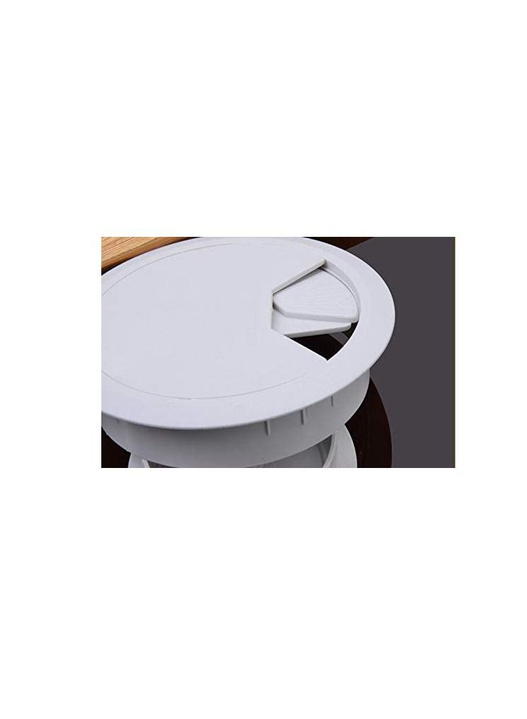 Plastic Grommet Computer Cable Tidy Desk Table PC Outlet Wire Cover Pack Of 3 (60MM, White)  - Image 1