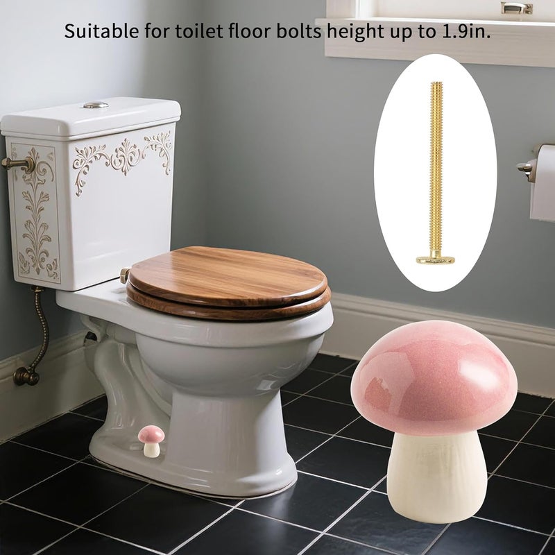 BEUNAIZER Ceramic Toilet Bolt Covers Decorative, Toilet Screw Cover Caps, Toilet Caps for Bottom of Toilet, Cute Mushroom Toilet Bolt Caps, Set of 2 Toilet Bowl Bolt Covers Floor, Bathroom Decor (Pink) - Image 2