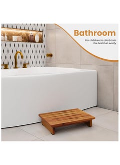 Generic Natural Beech Wood One Step Stool for Adults, Portable Single Wooden Riser.  - Image 4
